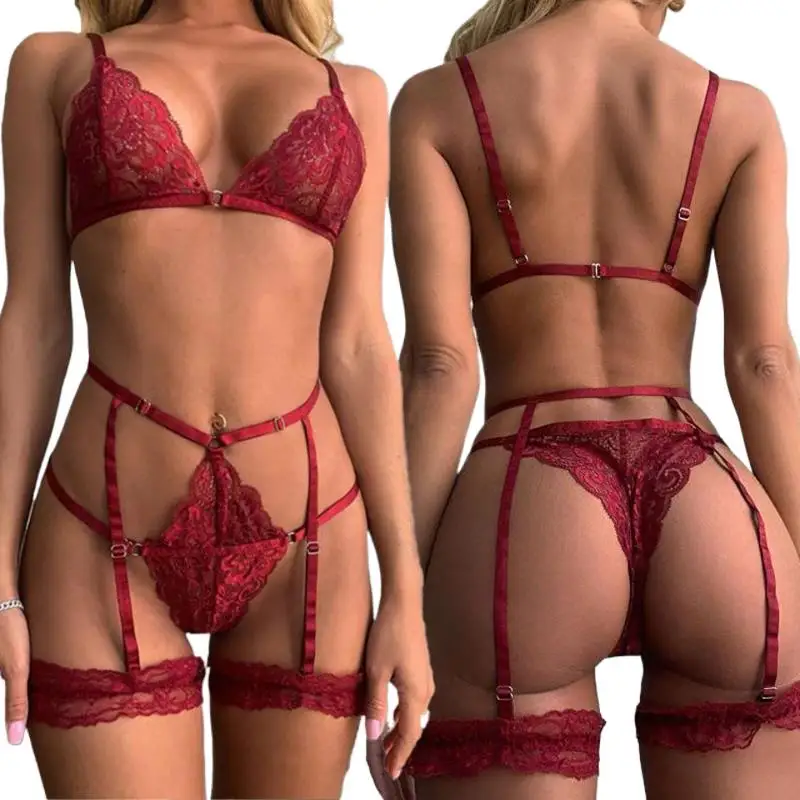 Soutien-gorge Sexy culotte et jarretelles Lingerie tenue sexuelle chaude transparente vin rouge dentelle exotique sous-vêtements pour femmes ensemble de soutien-gorge Costumes érotiques 1 Soutien-gorge Sexy culotte et jarretelles Lingerie tenue sexuelle chaude transparente vin rouge dentelle exotique sous-vêtements pour femmes ensemble de soutien-gorge Costumes érotiques 1