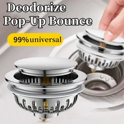Universal Pop-Up Bounce Core Sink Drain Stopper Wash Basin Filter Plug Bathtub Strainer Shower Hair Catcher for Kitchen Bathroom