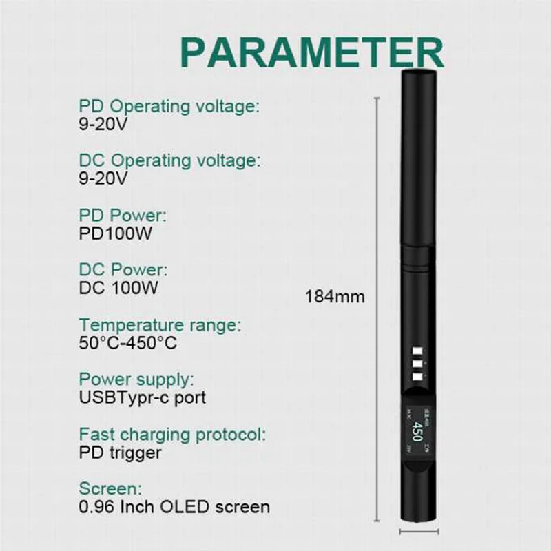 

Электрический паяльник PTS200 V2 PD 100 Вт, портативный, с быстрым нагревом, оловянный, с открытым исходным кодом, поддержка обновления прошивки PD3.0, наконечник I