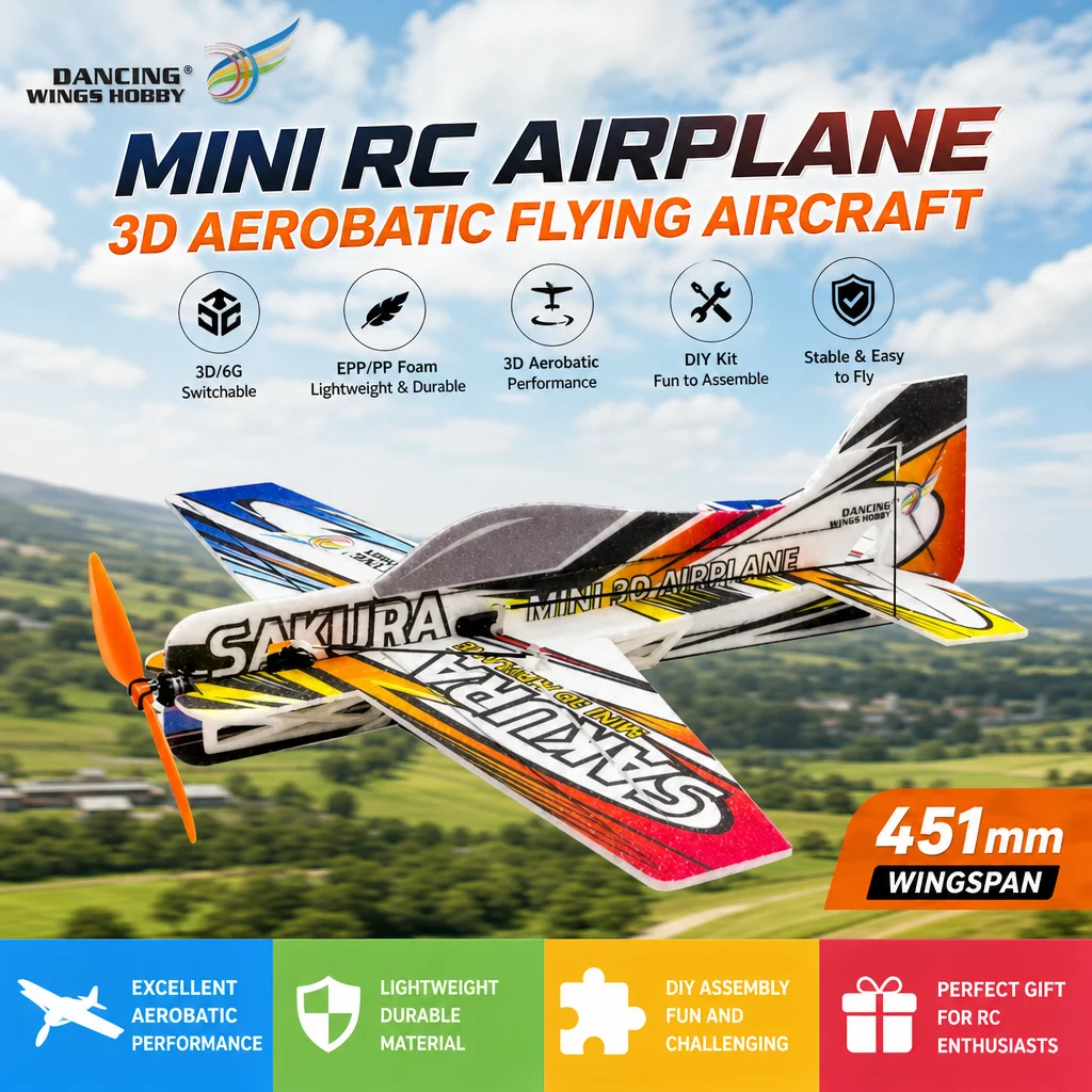 DW Hobby 451mm Mini 3D EPP/PP Bausatz – 17,8 Zoll F3P Indoor Acro DIY Schaumstoff-Flugzeug