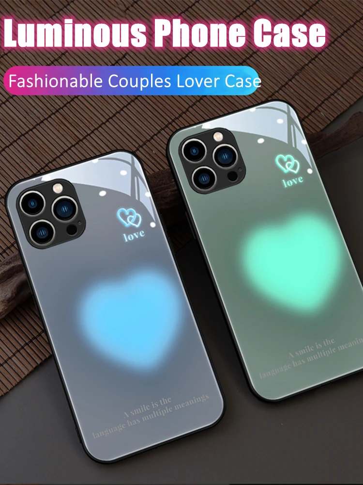 

Cool Couples Love LED Light Glow Luminous Phone Case for Xiaomi 11 12 13 Redmi K50 K60 Pro Lite Ultra Boyfriend Girlfriend Gift