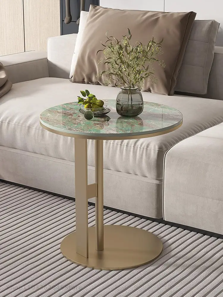 Light Luxury Rock Board Side Table Small Coffee Table Sofa Corner Modern Simple Balcony Tea Small Round
