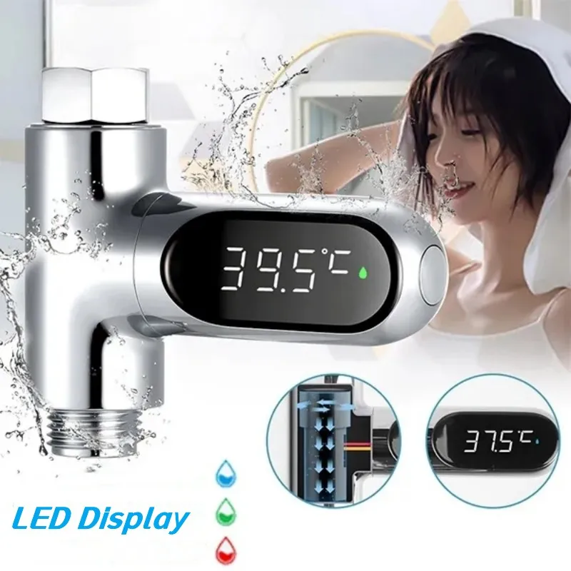 Digital LED Shower Temperature Display Self Generating Electricity Water Thermometer for Baby