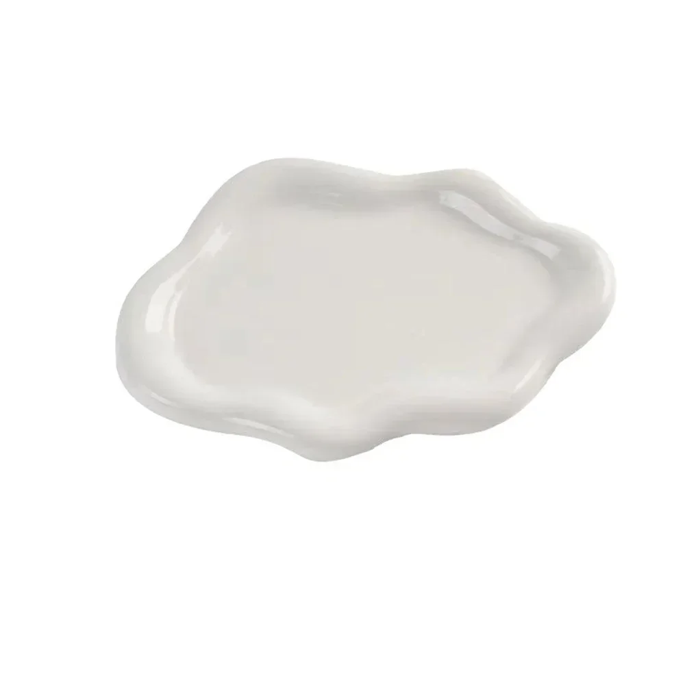 Jewelry Dish Creative White Cloud Shape Ceramic Plate Carving Plaster Decor Watch Keys Tray Holder Household Storage Ornament 5