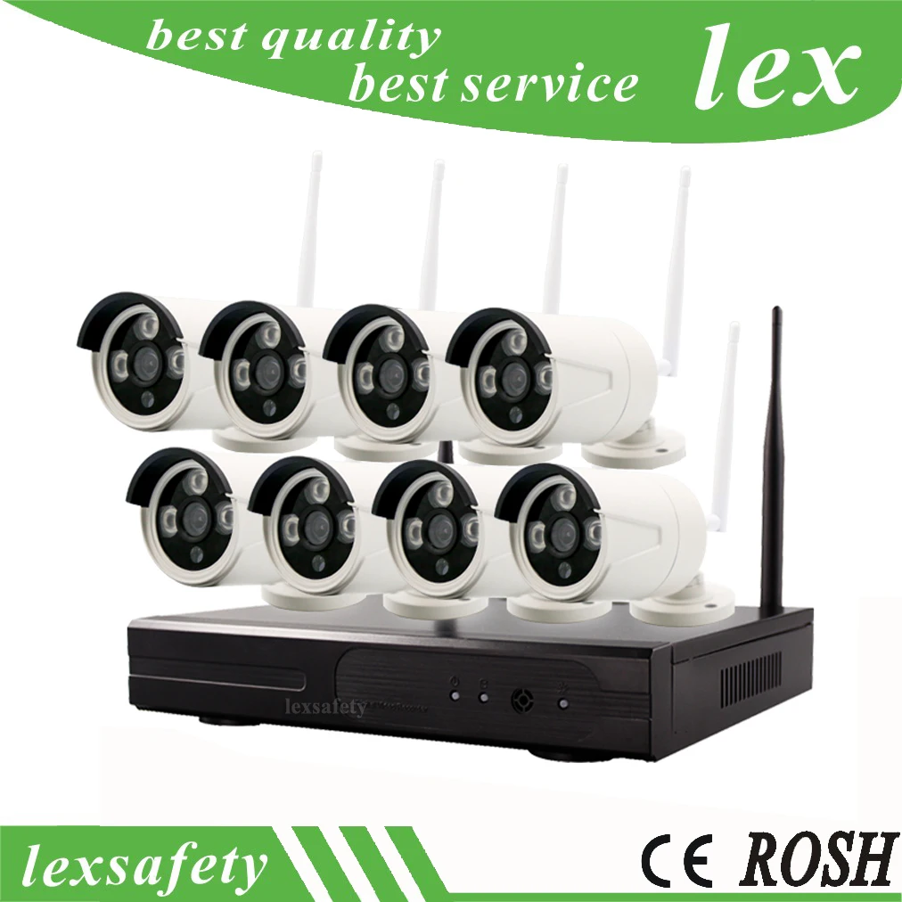 8ch Nvr 1080p Wireless Camera System Video Surveillance Kit Smart Home