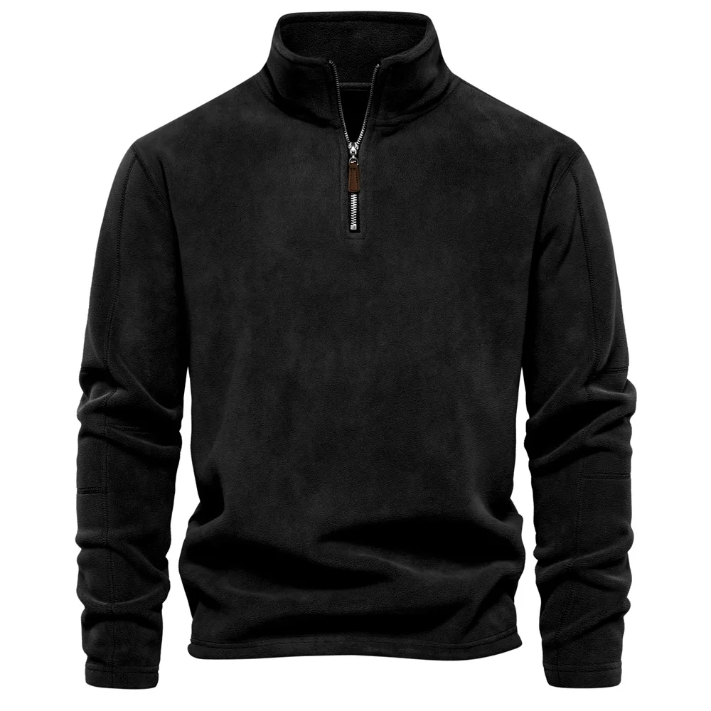 

Techwear Y2K Mens Brand Quality Thicken Warm Fleece Black Tracksuit Zip Up Neck Pullover Mens Basketball Sweatshirt Jackets 후드티