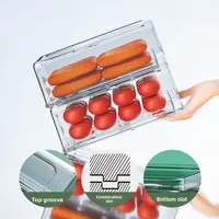 Boîte de rangement pour réfrigérateur empilable, Style tiroir Transparent, conservateur de fraîcheur couvert respirant pour aliments surgelés, matériau PET 3