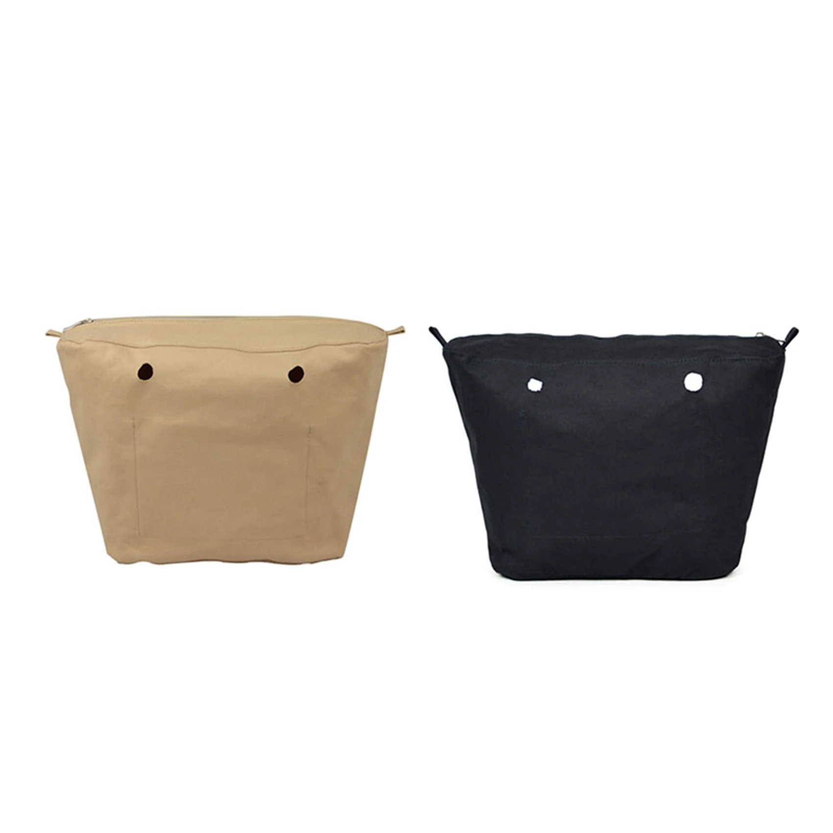 

2 Pcs Waterproof Solid Canvas Insert Inner Lining Insert Zipper Pocket for Obag O Bag Handbag Bag, Khaki & Black