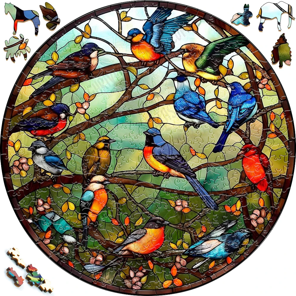 Beautifully Wooden Puzzles Painted Bird Art Decoration Irregular Shape Puzzle Board Set Decompression Puzzle Toys for Adults laidojin 20pairs capacity cufflinks box luxury jewelry ring gift boxes high quality painted wooden box case 240 180 55mm