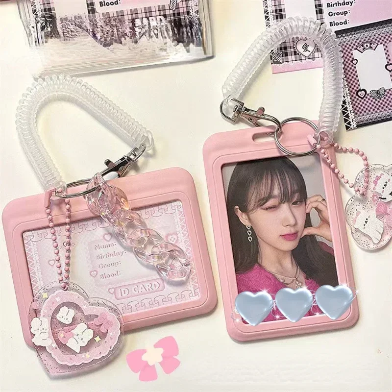 Kawaii Baby Blue Milk Pink Porta Carte Di Credito Porta Carte D'Identità Porta Foto Porta Carte Di Credito Ciondolo Custodia Protettiva Per Carte Di A