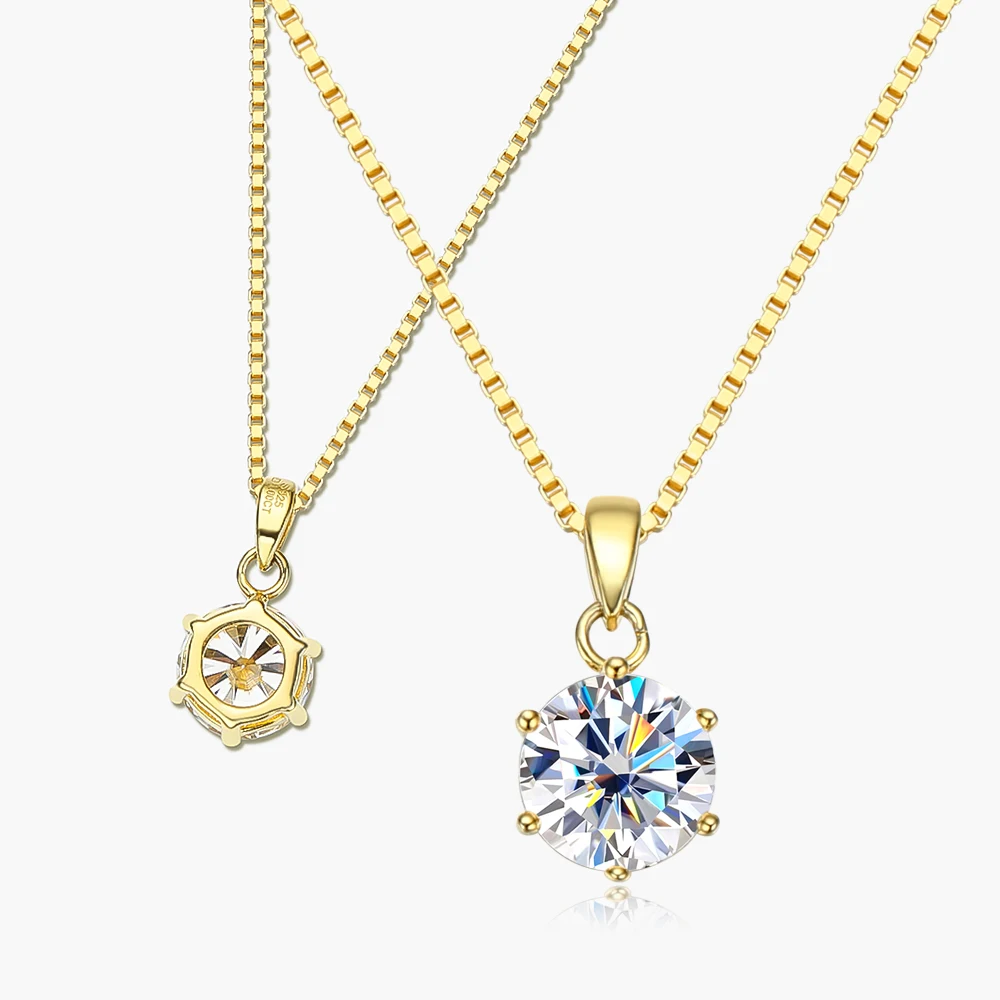 Pendant necklace moissanite necklace OEVAS Real 1 Carat D Color Moissanite Bridal Pendant Necklace 925 Sterling Silver Wedding Party Fine Jewelry Gift