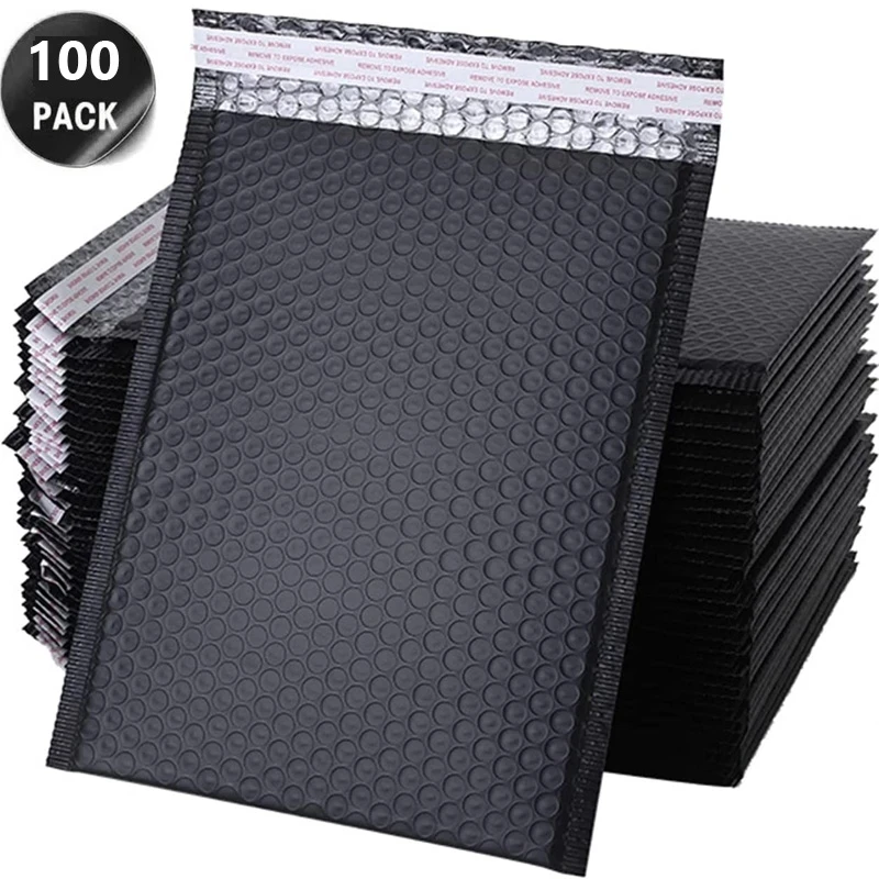 100-pcs-bubble-mailers-black-packaging-bags-for-business-gifts-envelopes-jewelry-package-ziplock-bag-anti-extrusion-waterproof