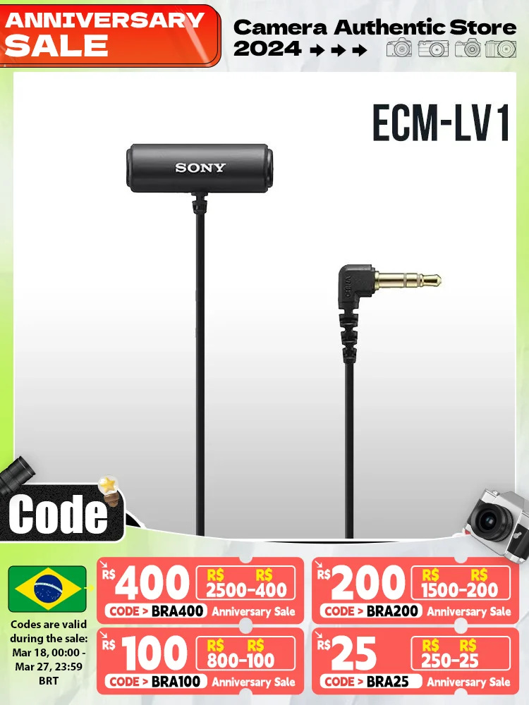 

Sony ECM-LV1 Original Stereo Lavalier Microphone Wireless Industry Leading Noise Canceling Headphones Active Noise Canceling