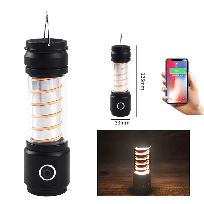 

2-In-1 Outdoor Camping Torch Built-In Battery Power Bank Emergency Light Waterproof Rechargeable Lantern Portable T6 Flashlight