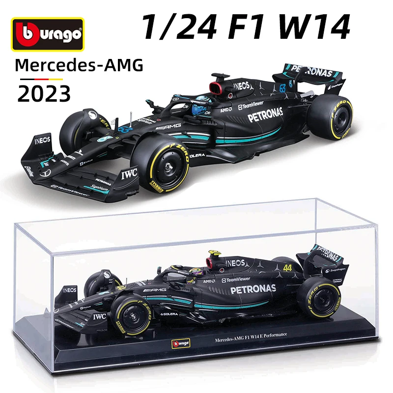 Bburago 1:24 Mercedes-AMG F1 Team W14 2023 Large Size Special Edition #44 Hamilton Alloy Car Model Formula Racing Diecast Toy