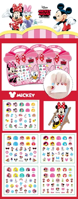 10 Bags Minnie Mouse Party Favor Nail Stickers Kids Birthday Party Girl Gift Souvenir Cute Giveaway Souvenir 3