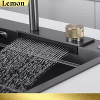 CHOOXIWU - น้ําตกอ่างล้างจานดึงประเภทก๊อกน้ําห้องครัวร้อนเย็นผสมผักอ่างล้างหน้าหลายช่องน้ําหมุน Flying Rain TAP 5