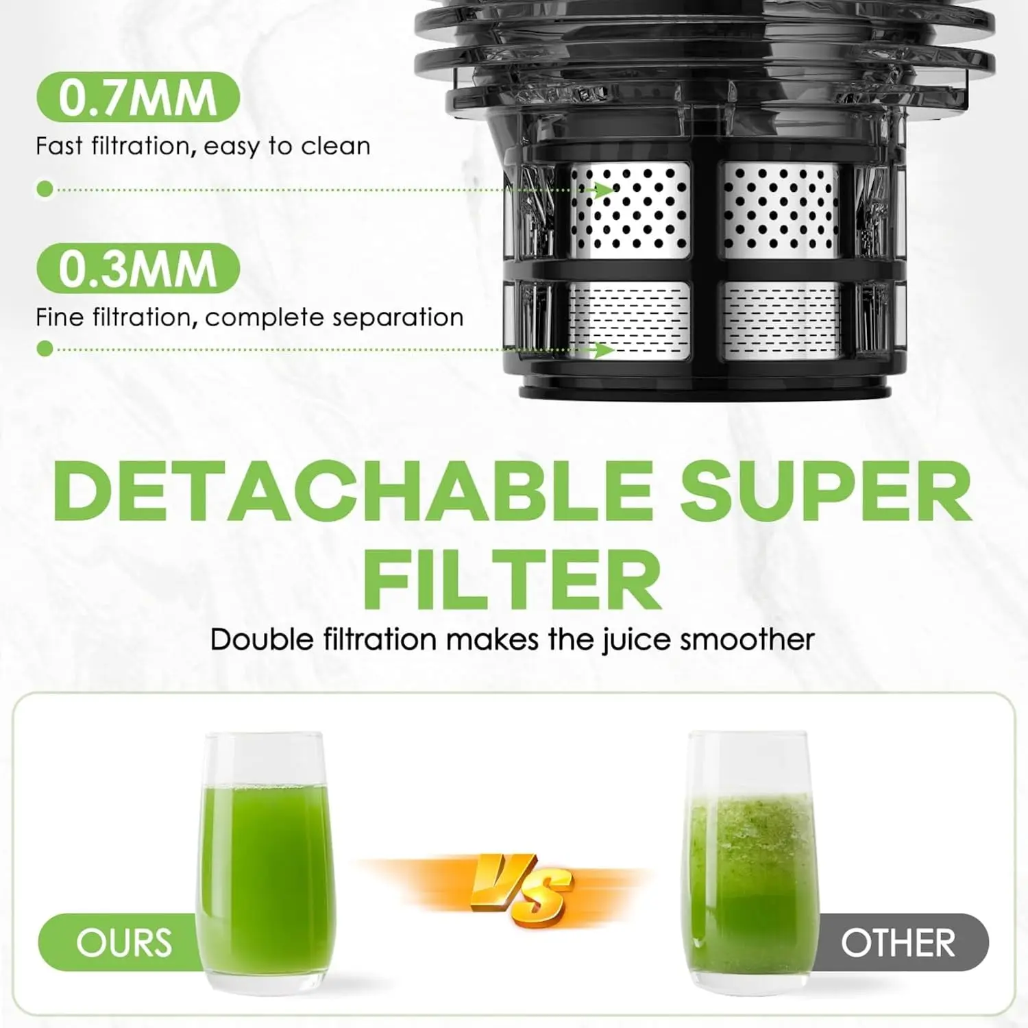 Juicer, 350W Slow Cold Press Juicer with 5.8" Extra-Large Feeding Chute, Juicer Machines for Whole Fruits and Vegeta 4