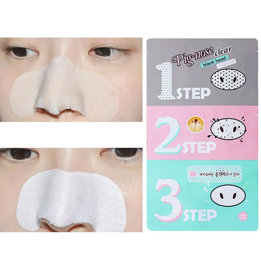 New Fashion 3 Step Kit Black Facial Skin Care Head Massage Clean Blackheads Remove Beautician Holika Pig Nose Acne Mask Stickers