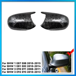 Sleek Black M3 Style Carbon Fiber Rear Mirror Cap Cover - Premium Car Accessory (Forged Carbon Look)