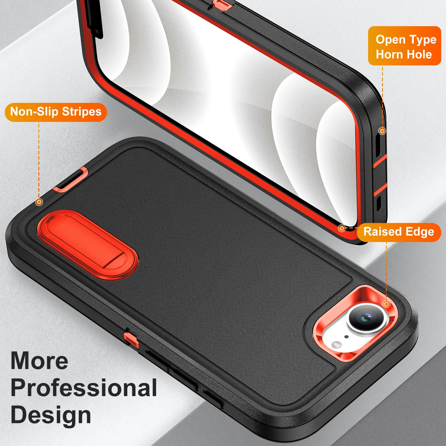 Heavy Duty Shockproof Kickstand Matte Dual-Layer Hard Back Case Cover