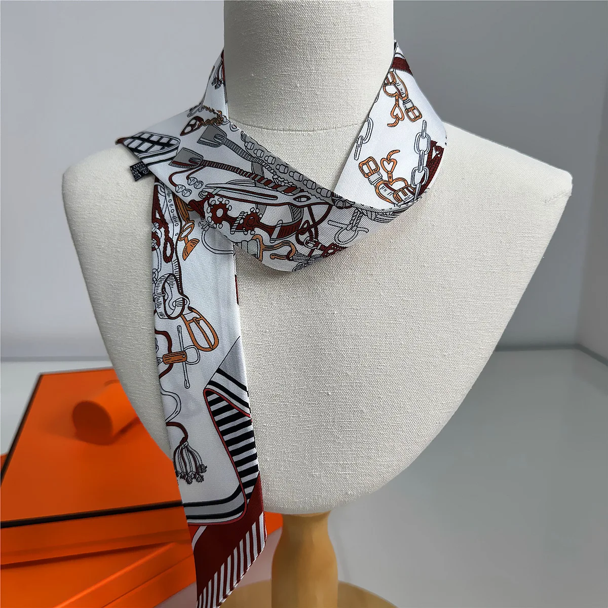 Marke Design Gürtel Frauen Schal Luxus Seide Schal Mode Haar Stirnband Foulard Tasche Dekoration Dünne Tasche Schals Halstuch – Detail 17