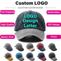 SLECKTON Custom LOGO Caps Retro Cotton Baseball Cap for Women and Men DIY Design Brand Embroidery Hats Graph Printing Unisex 1