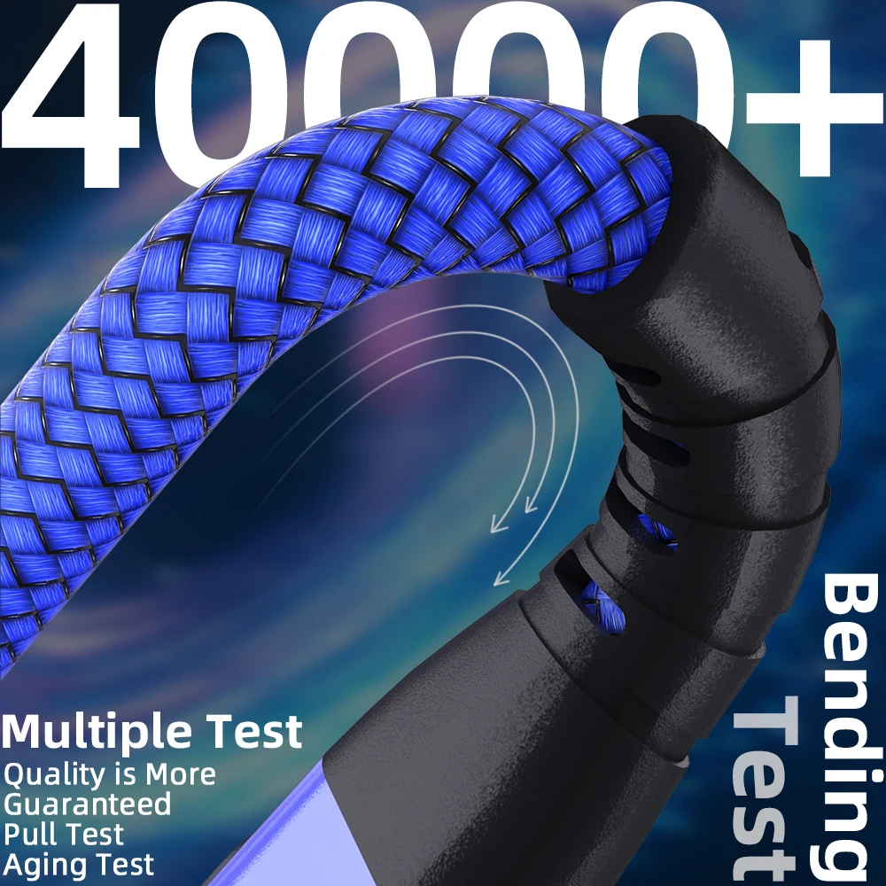 USB C to Type C LED 디스플레이 케이블 1M 2M 3M 고속 충전 케이블 나일론 편조 3A 5A 60W 100W 최대 고속 충전 아이폰 15 16용