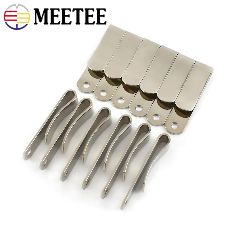 2/5Pcs Meetee Metal Belt Clips Buckle Double Holes Sheath Spring Clip Hooks  for Pockets Wallet Band Loop Clasp Accessories