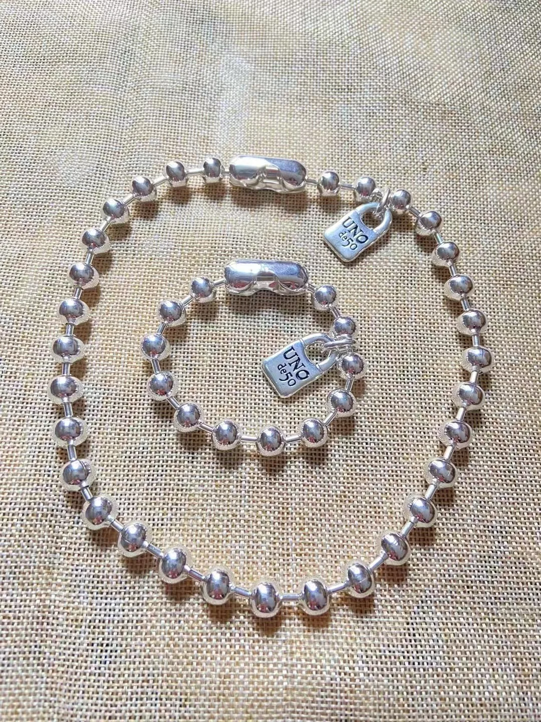 Padlock Pendants Alloy Beaded Necklace Bracelet Set Punk Jewelry Fashion Goth Jewelry Party Punk Long Necklace