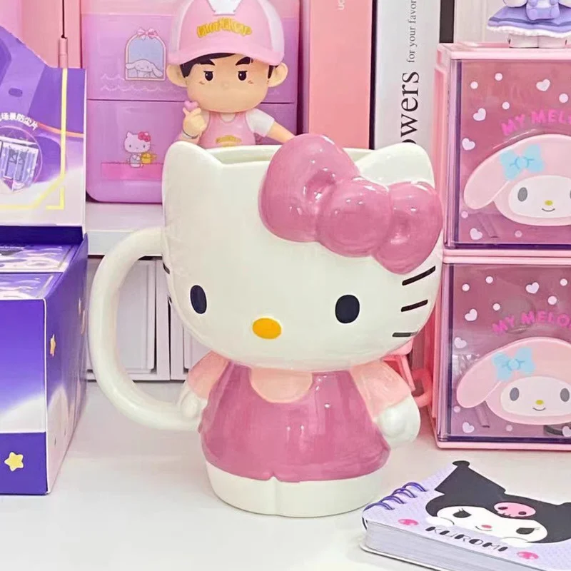 

500ml Sanrio Hello Kitty Ceramics Mug Kawaii Morning Tea Cup Cartoon Large Capacity Milk Coffee Mug Girl Valentine Day Gift