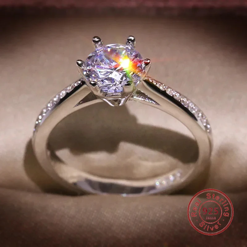 925 Sterling Silver 1carat Heart Arrow Zircon Stone 6-claw Finger Rings for Women Wedding Statement Jewelry Gift silver heart ring silver rings silver ring wedding rings