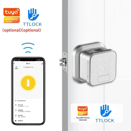 스마트 전자 도어락, 투야, 와이파이, 지문 인식 잠금, TTlock, 지문 암호, IC 카드 앱 키, USB, 비상 충전 2