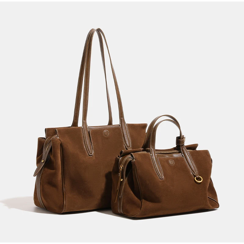 Sac à Main En Simili Cuir Effet Daim, Forme Boston Avec Bandoulière Ajustable, Idéal Pour Le Travail Et Les Voyages (kaki)