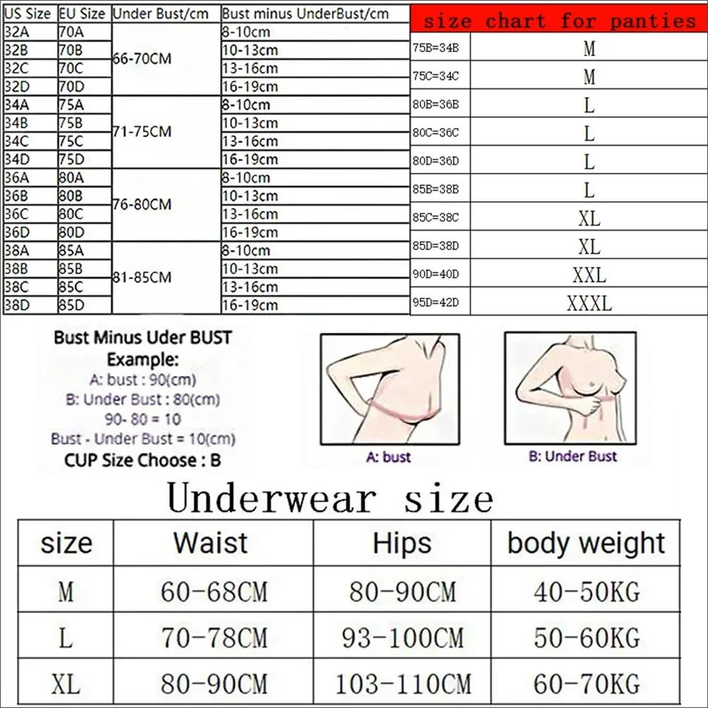 Description Picture 2 of itemNew Women's Sexy Bra and Panty Set Comfortable push up Shapewear Adjustable Padded Gathered Victoria's Secret Lace Lingerie Set