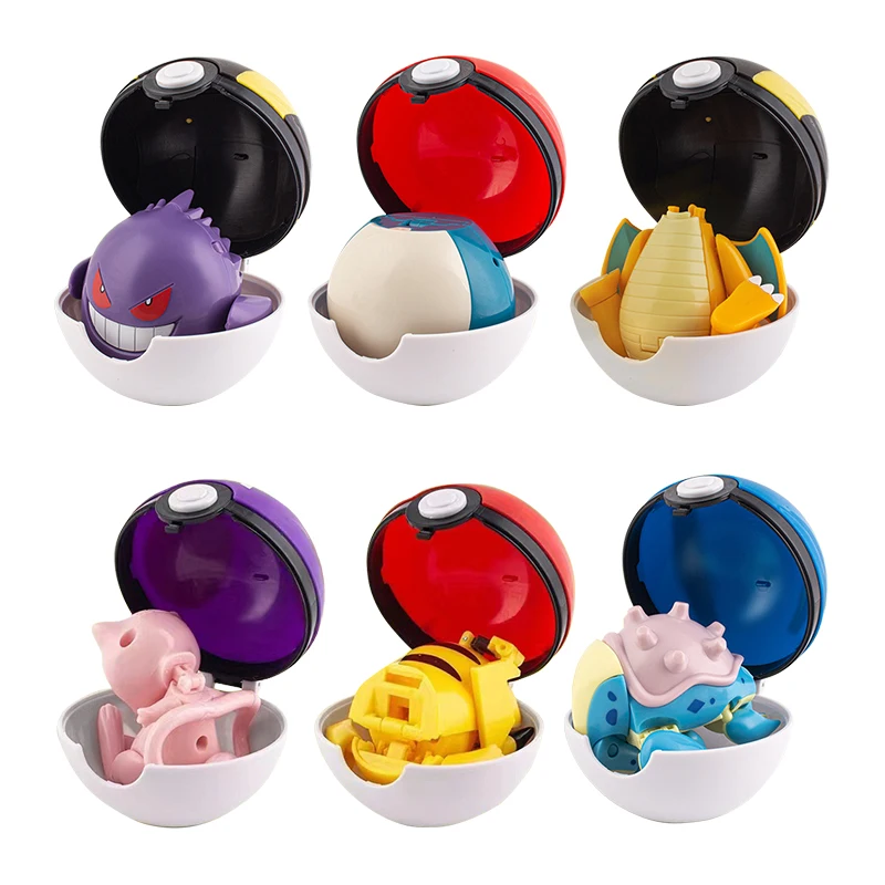Funny Action Figure Pokemon Ball Deformation Toys Pikachu Mewtwo ...