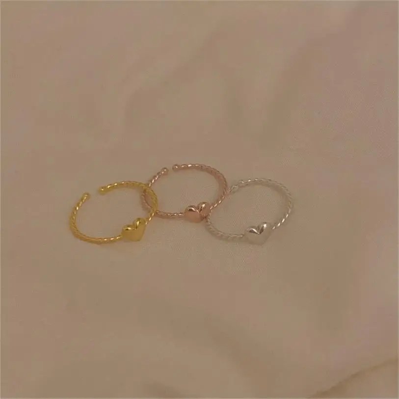 SHANICE S 기하학적 러브 하트 오픈 링, 간단한 오프닝, 조정 가능한 인덱스 핑거 파인 쥬얼리 선물