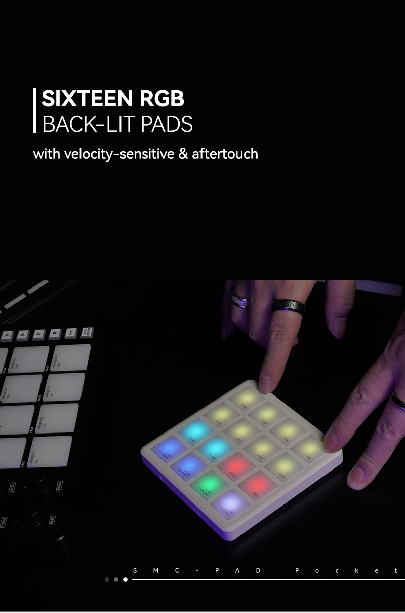 M VAVE SMC-PAD Pocket Wireless MIDI Controller USB-C Interface Portable Small Percussion Keyboard Accessory