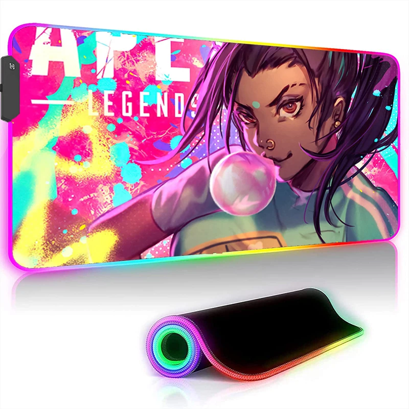Rgb Led Gaming Mouse Pad Apex Legends Laptop Keyboard Mat Rug Cool Computer Offices Pc