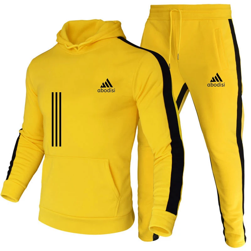 Sweat-shirt à rayures latérales pour hommes, sweats à capuche sportifs imbibés, nouveau en PVD, ensembles de survêtement d'hiver, ensemble masculin, pantalon