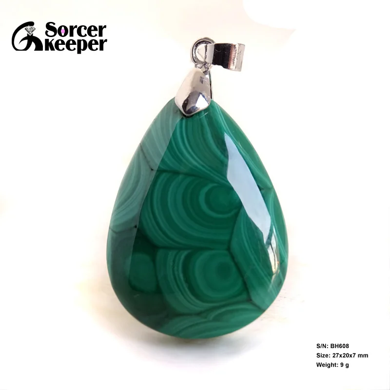 

Натуральный зеленый малахитовый драгоценный камень, подвеска в виде капли воды, неоптимизированная Подвеска из хрусоколлы для женщин и мужчин, ювелирное ожерелье BH608