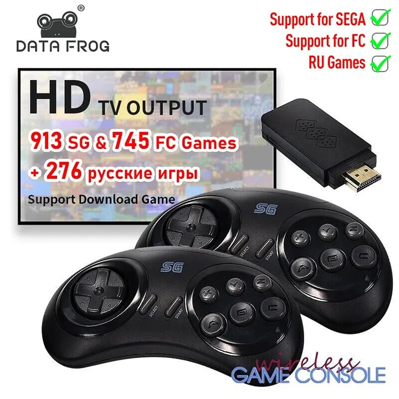 Data Frog Console Per Videogiochi Per Sega Genesis Mega 16-Bit Md Wireless Retro Console Dandy Game Stick Supporto Uscita Tv 2023