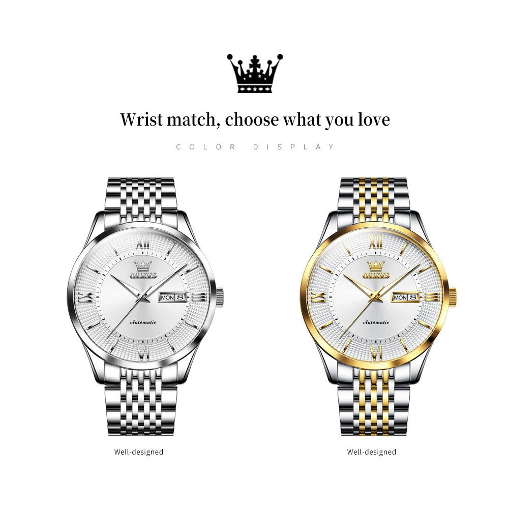 OLEVS Top Luxury MIYOTA Automatic Mechanical Watch Men Fashion Sapphire Men's Watches Calendar Business Mens Clock reloj hombre