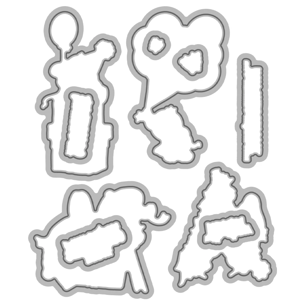 Mangocraft Happy Birthday Elephant Cutting Dies And Clear Stamp DIY Scrapbooking Metal Dies Silicone Stamps For Card Album Decor