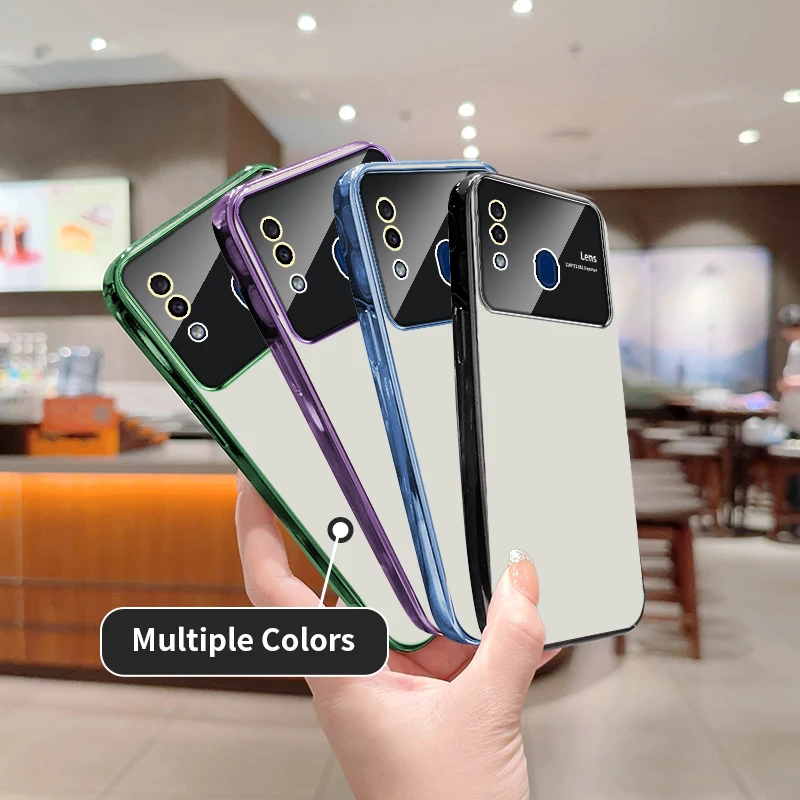 

for Samsung Galaxy A20 A30 SamsungA20A30 Phone Case Plating Clear Luxury Large Window Lens Film Soft Edges Shockproof Cute Cover