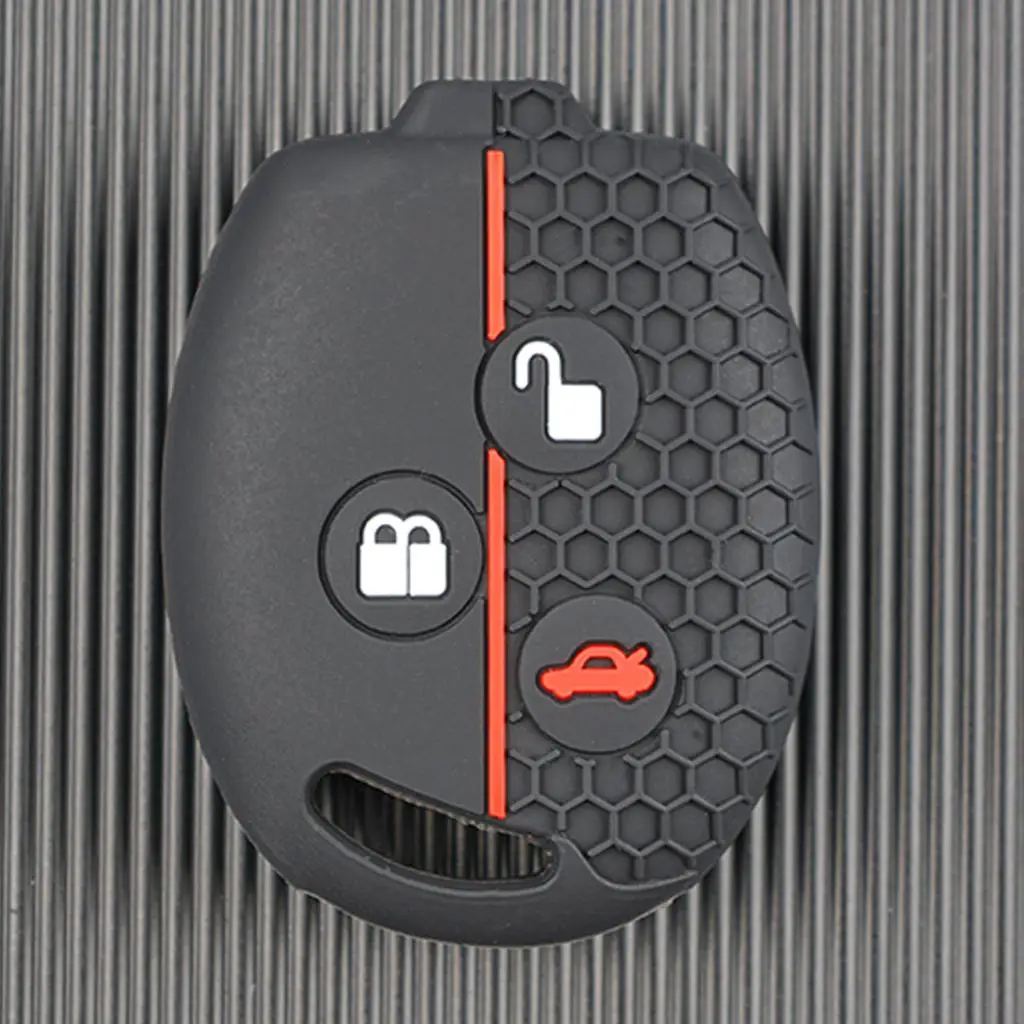 Silicone 3 Button Keyless Entry Key Fob Chain Case Cover Shell Protect For Ford Transit Connect Courier Fiesta Focus Cabriolet