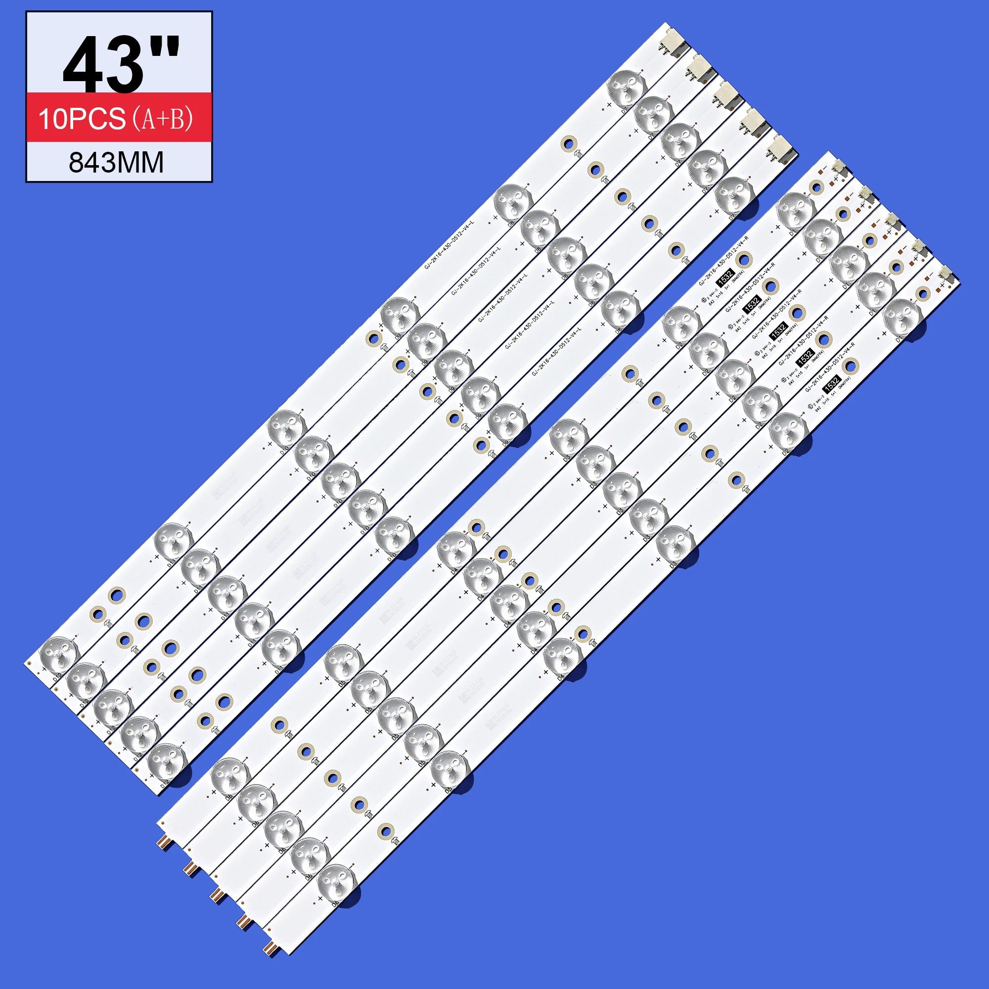 Лента светодиодная 5 шт. 12 светодиодов LB43014 V0_00 для телевизоров Philips 43 дюйма 43PUS6551