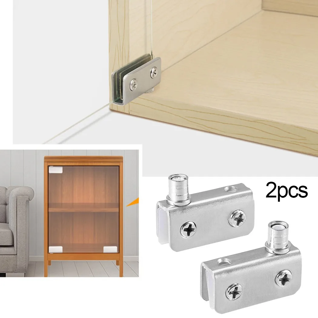 Door Cupboard Hinge Adjustable Clamp Pivot Clip For 5-8mm/0.2-0.32" Thinkness Glass For Treatment Resistance Rustless 2pcs