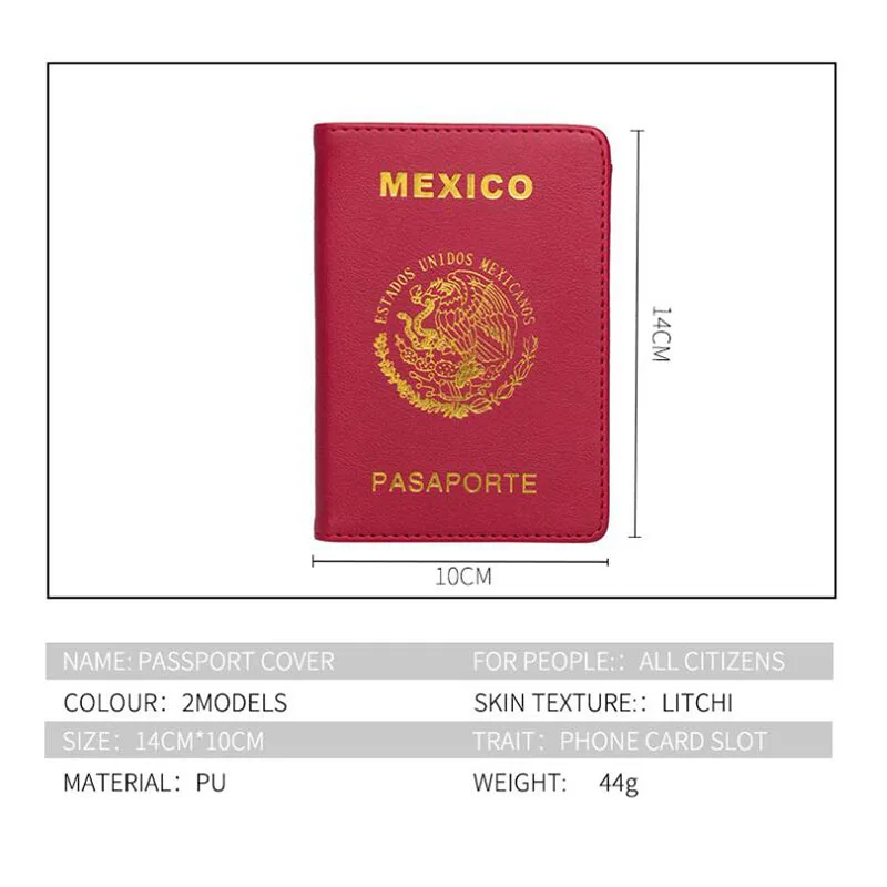 Mexico Passport Cover Synthesis Leather Estados Unidos Mexicanos Travel Document Protective Certification Card Holder Men Women