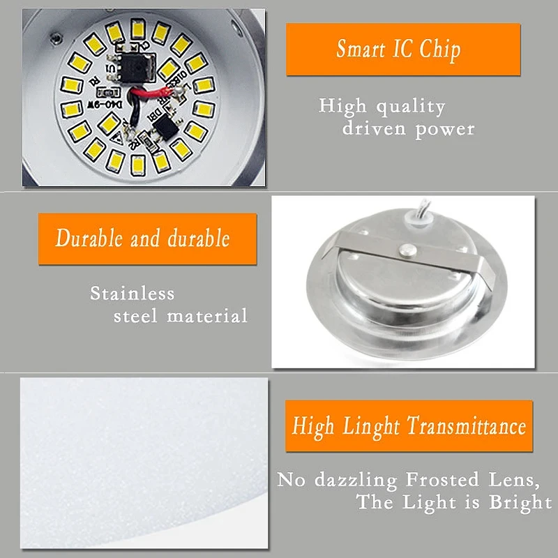 LED Outdoor Spot Downlight IP65 Waterploor Yacht Boat Camper Light 3W DC12/24V Bathroom Ceiling Lamp Recessed Cabinet Spotlights